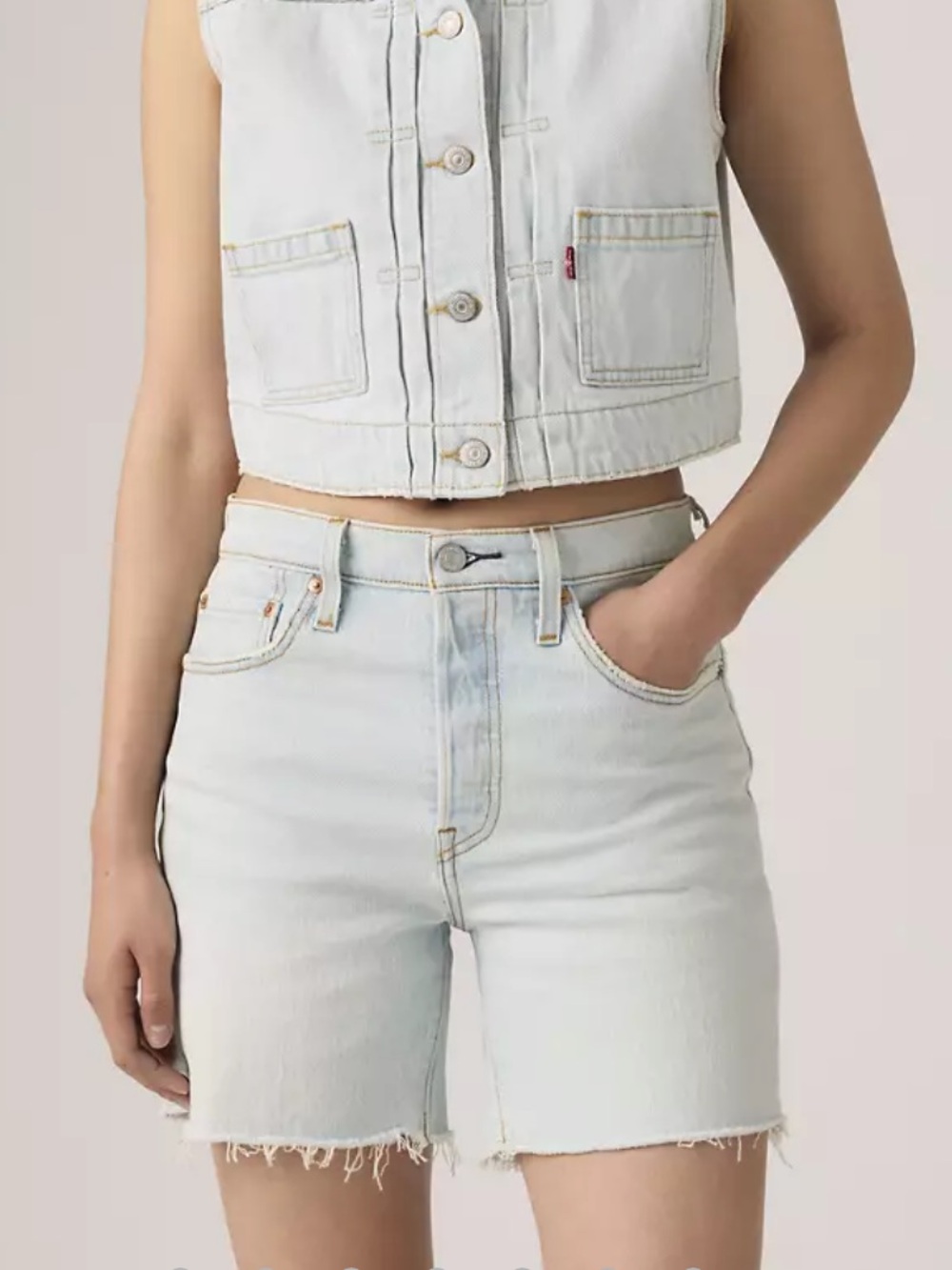 Levi's 501 Light Wash High-Rise Mid-Thigh Jean Shorts